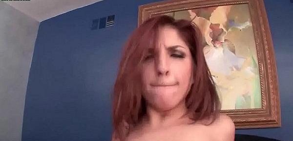  Redhead cutie getting mouth filled with sperm